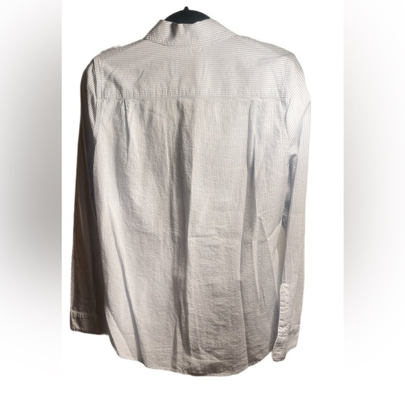 Zara into the classics blue pinstripe cotton long sleeve button down shirt XS - Picture 3 of 5